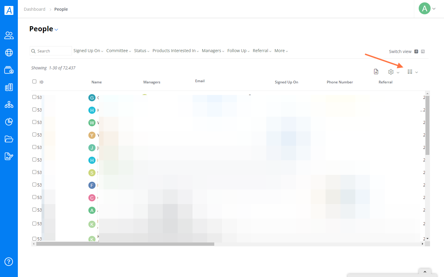 Change the Column view