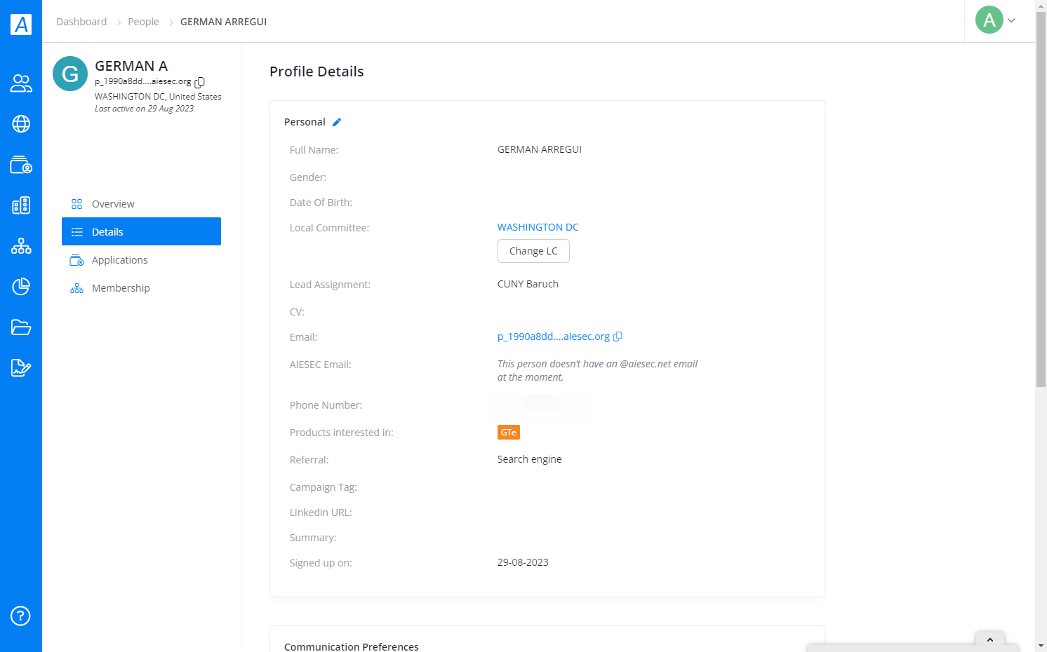 The Applications Tab