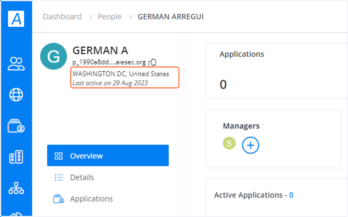 Just below the Email you can see other information.