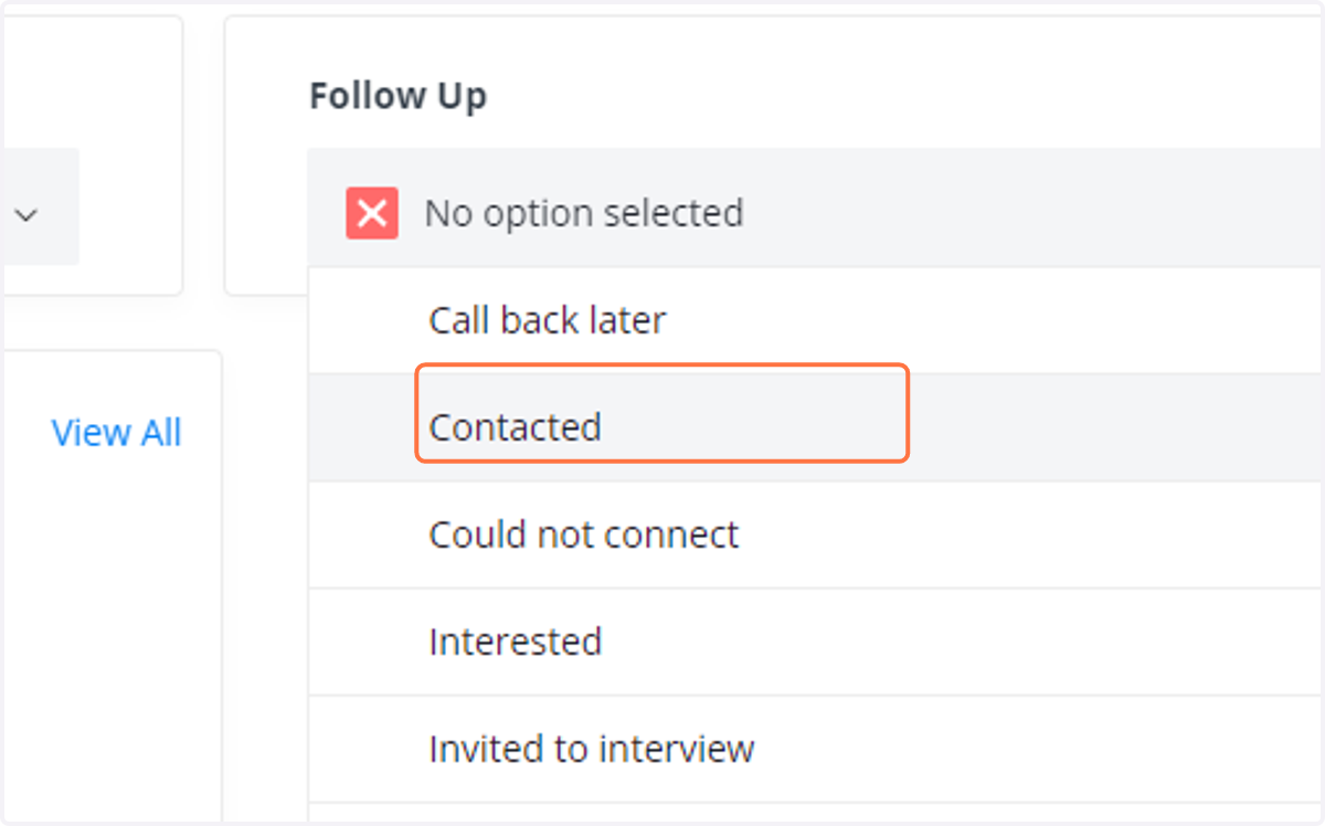 In the Dropdown menu, click Contacted