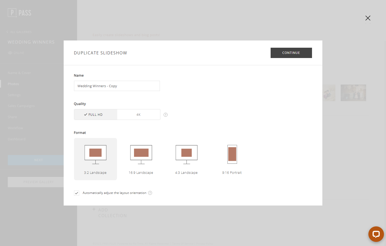 A checkbox will be shown allowing you to choose whether you want to keep the existing slide layouts or auto adjust them to the new orientation.