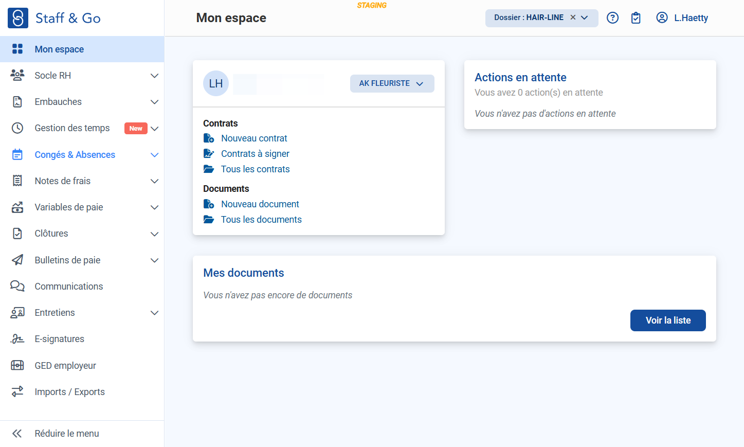 Cliquer sur "Congés & Absences"