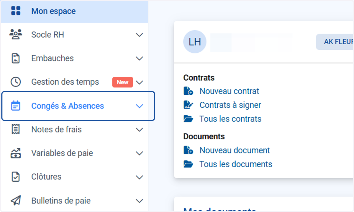 Cliquer sur "Congés & Absences"
