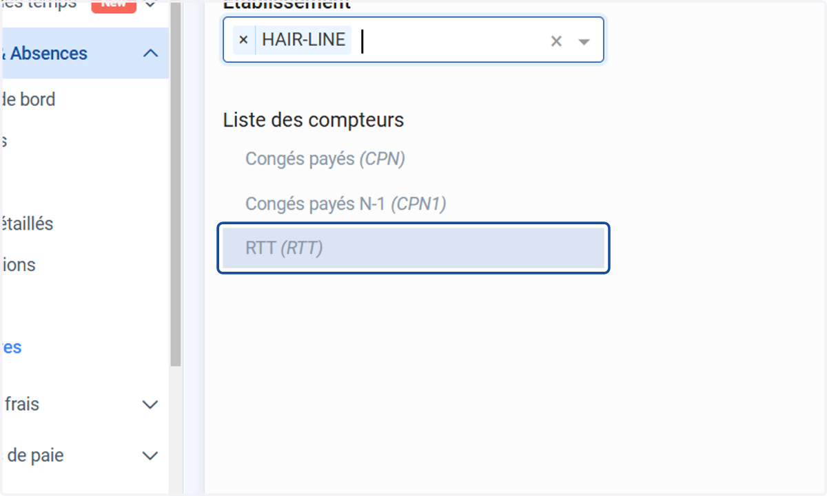 Cliquer sur "RTT".