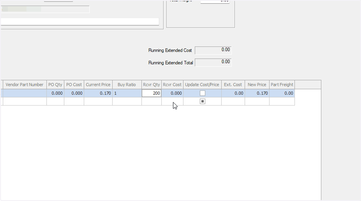Enter the 'Receiver Quantity'