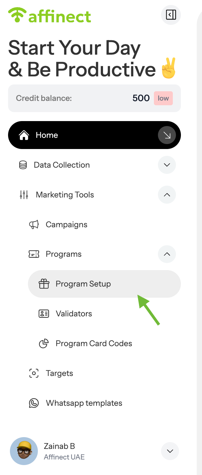 Open Program Setup