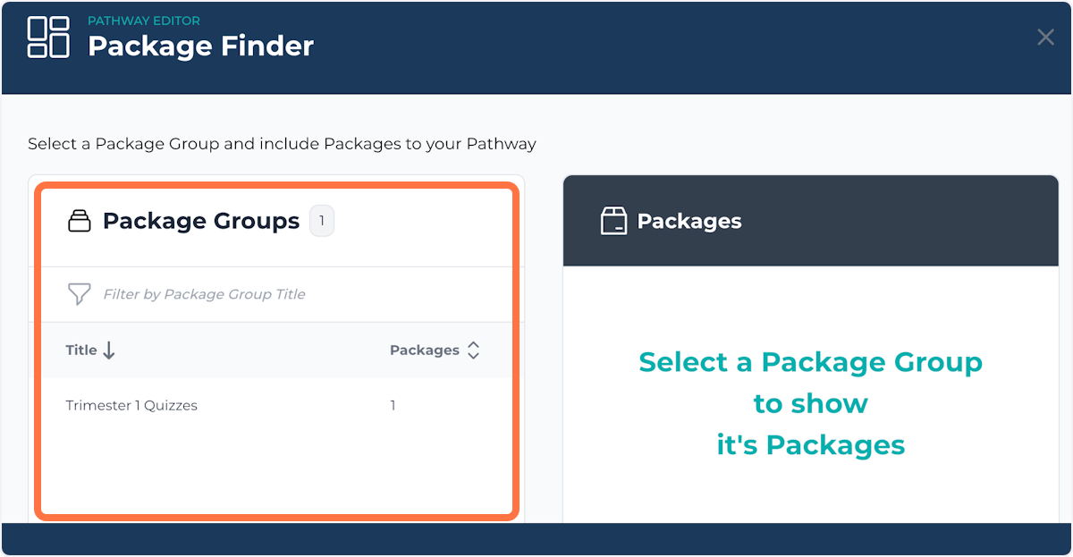Locate the Package Group(s) you wish to draw Package(s) from.