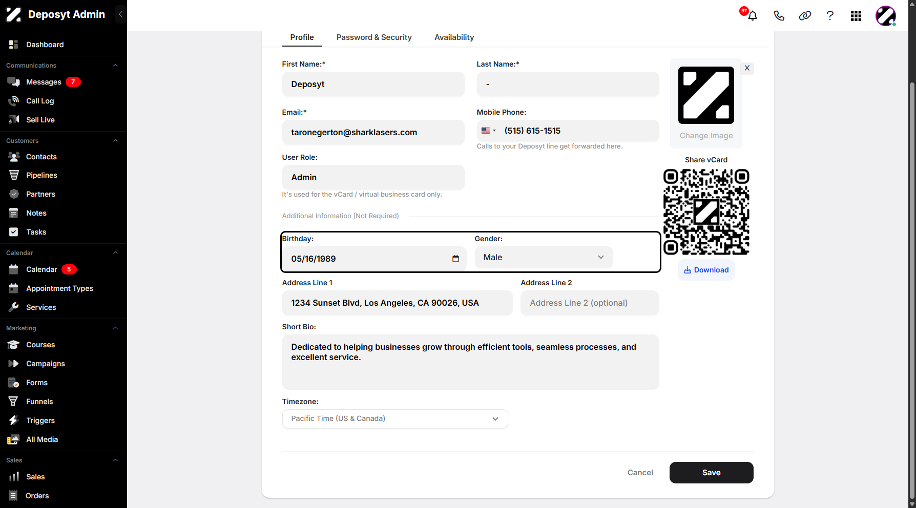 Step 9: Moving forward to the birth date and gender settings, you can set your birth date using the pop-up calendar. You can also select your gender from the gender dropdown menu.