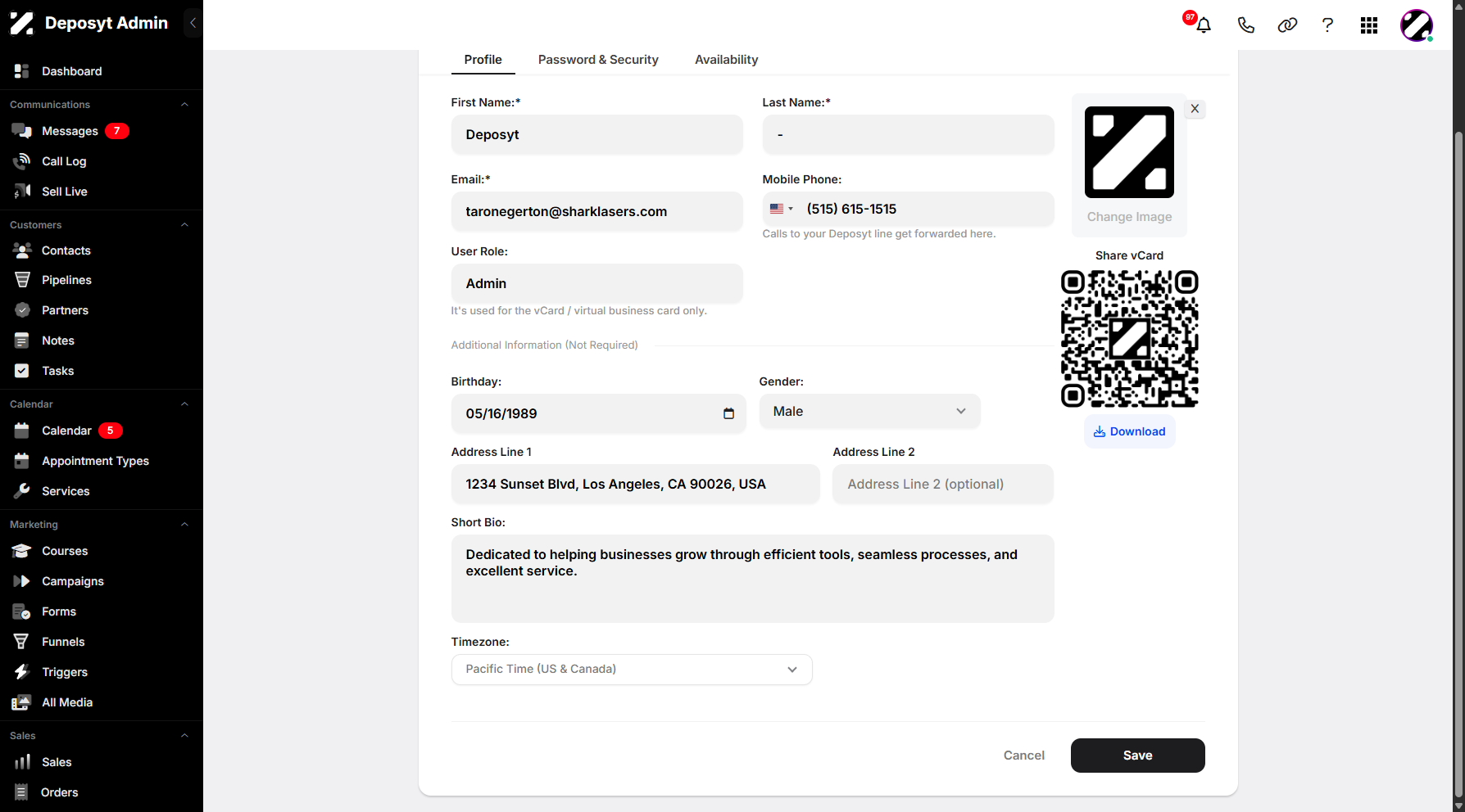 Step 10: Address Line 1 and 2 allow you to input your personal or business address if needed.