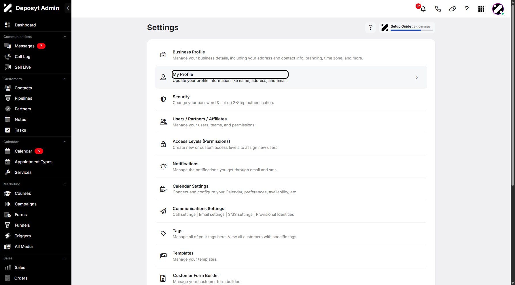 Step 5: Click on My Profile to continue.