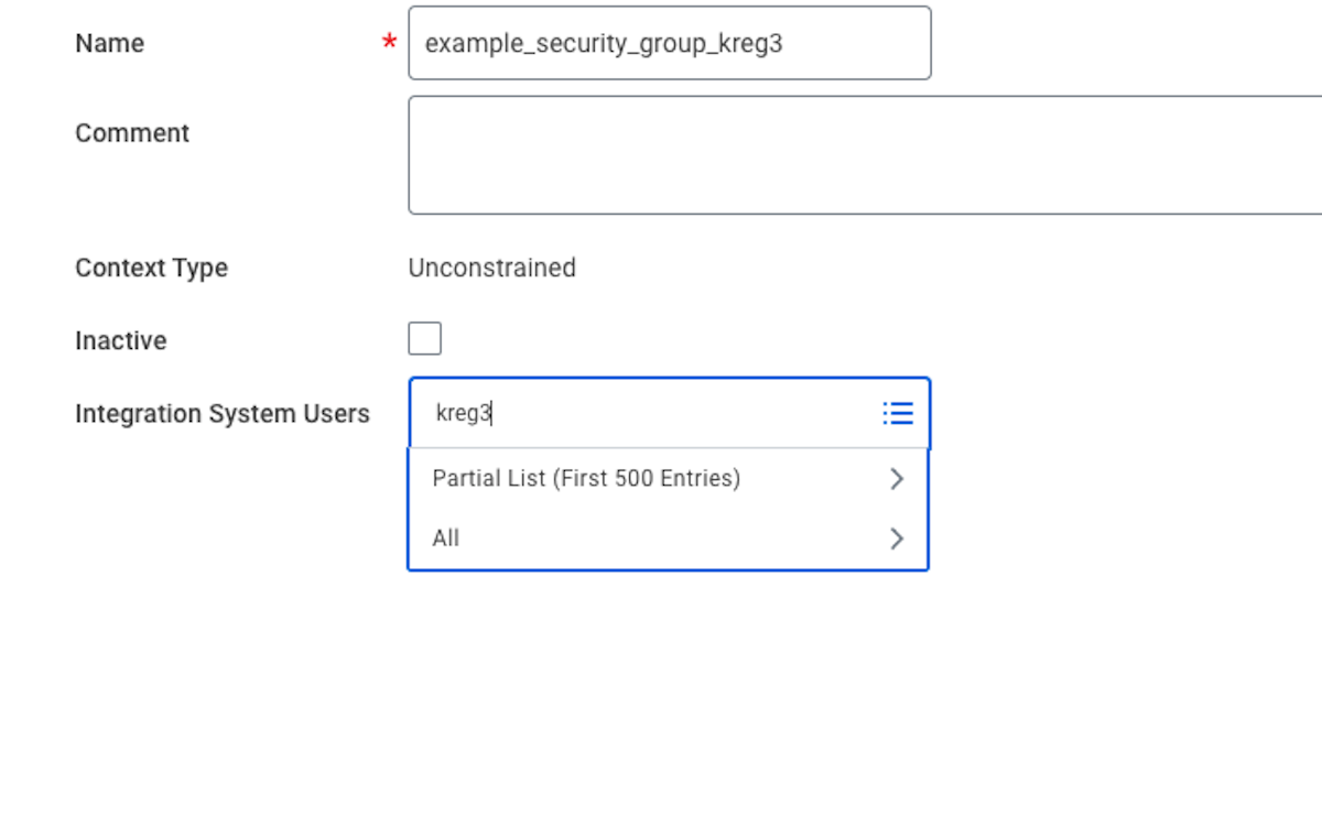 On the next page assign your security group to your newly created integration systems user by searching for the ISU in the integration systems users box. Once selected click done.