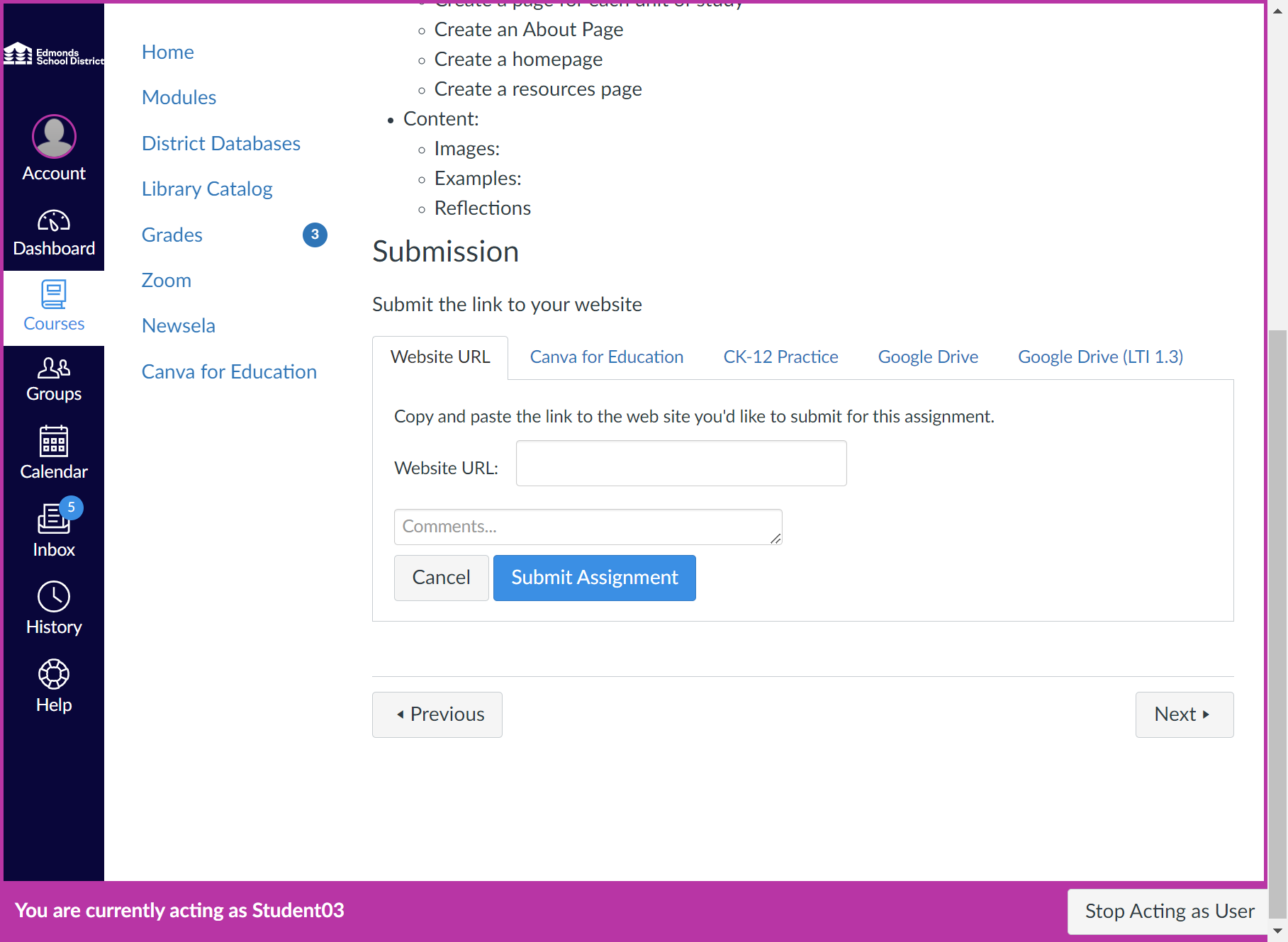 Insert the Website URL in the box provided