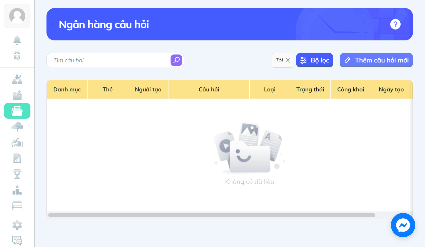 Nhấn chọn "Thêm câu hỏi mới"