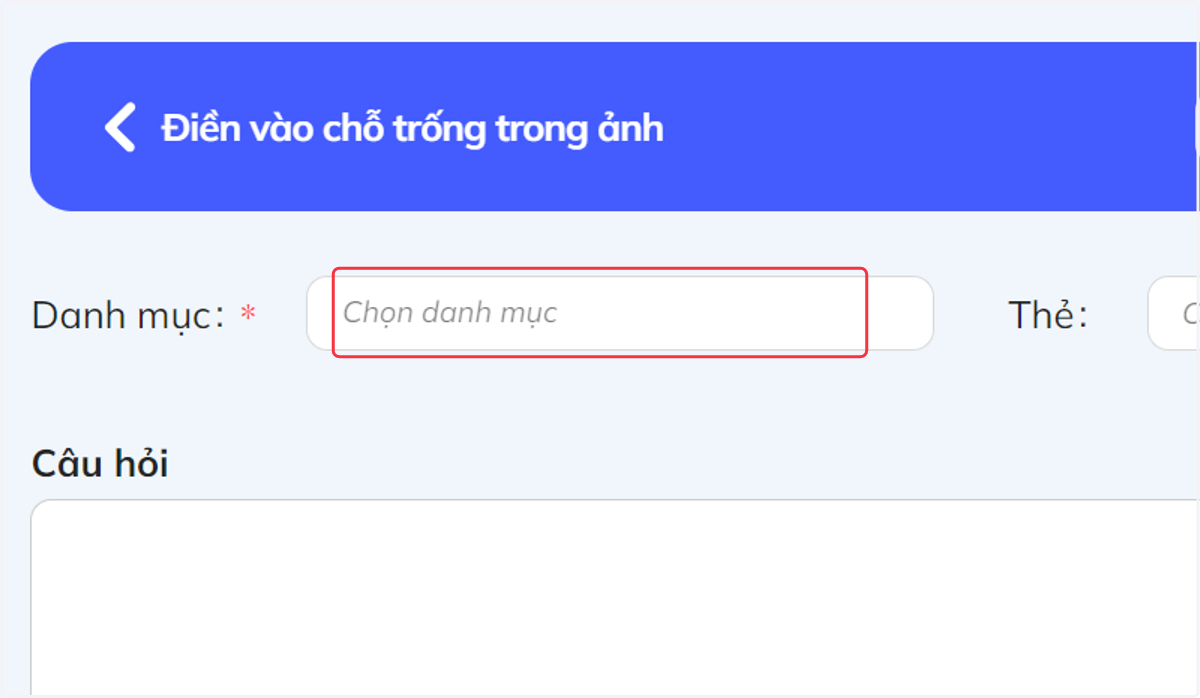 Nhấn vào "Danh mục"