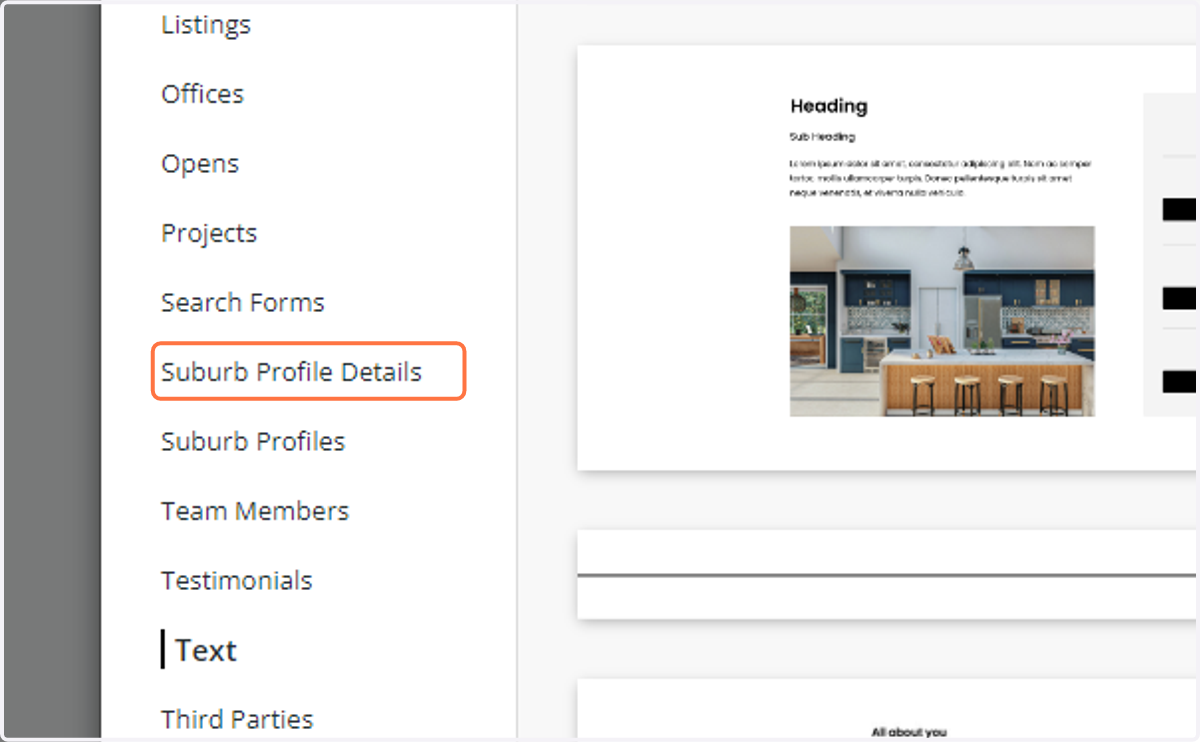 Click on Suburb Profile Details
