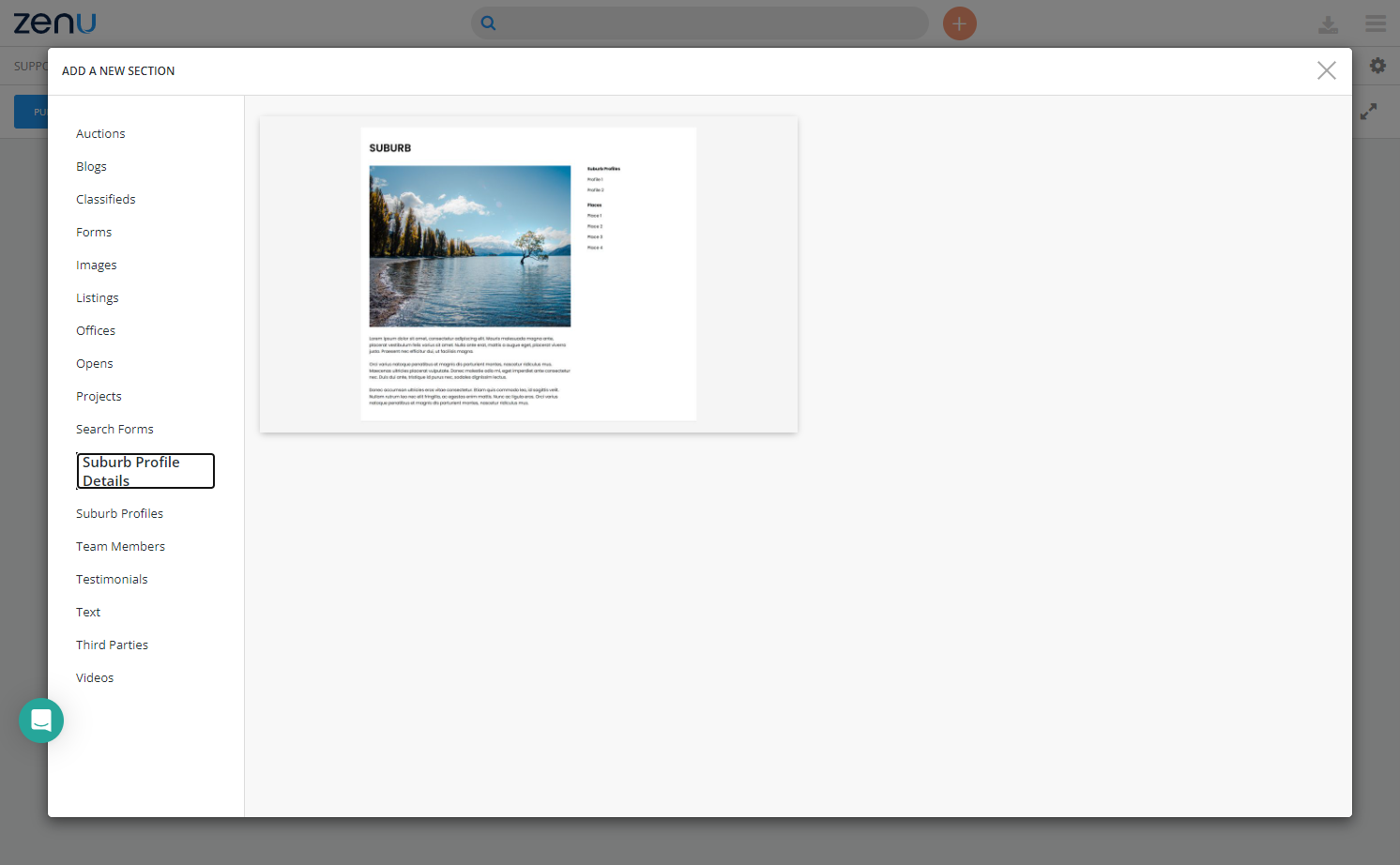 Chose the widget you wish to add