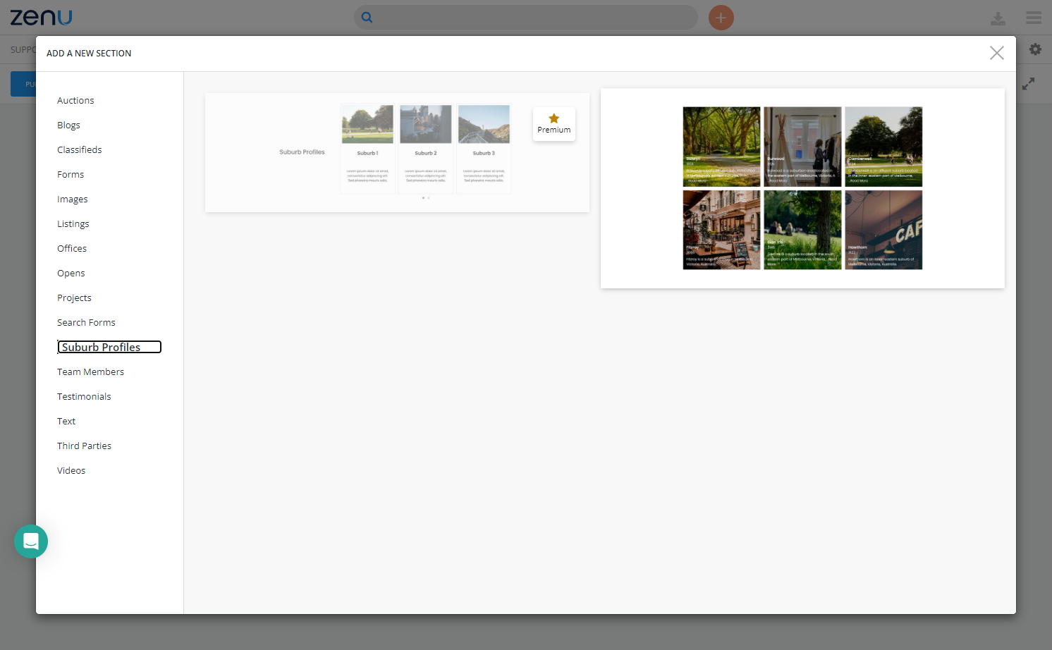 Chose the widget you would like to display