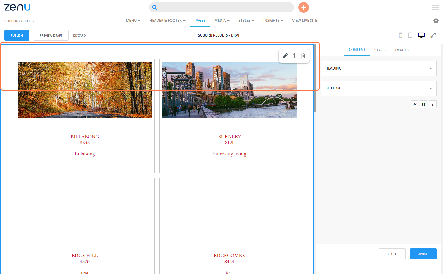 Edit the content and styles to reflect your office preferences