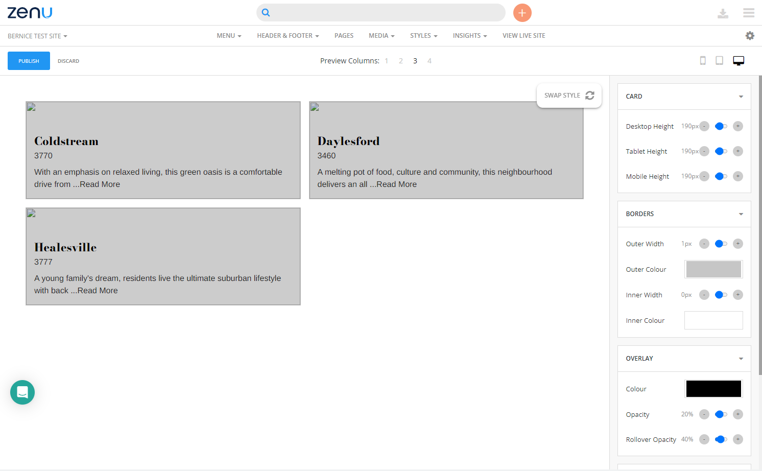 Edit the card on the right hand side to reflect your office styles