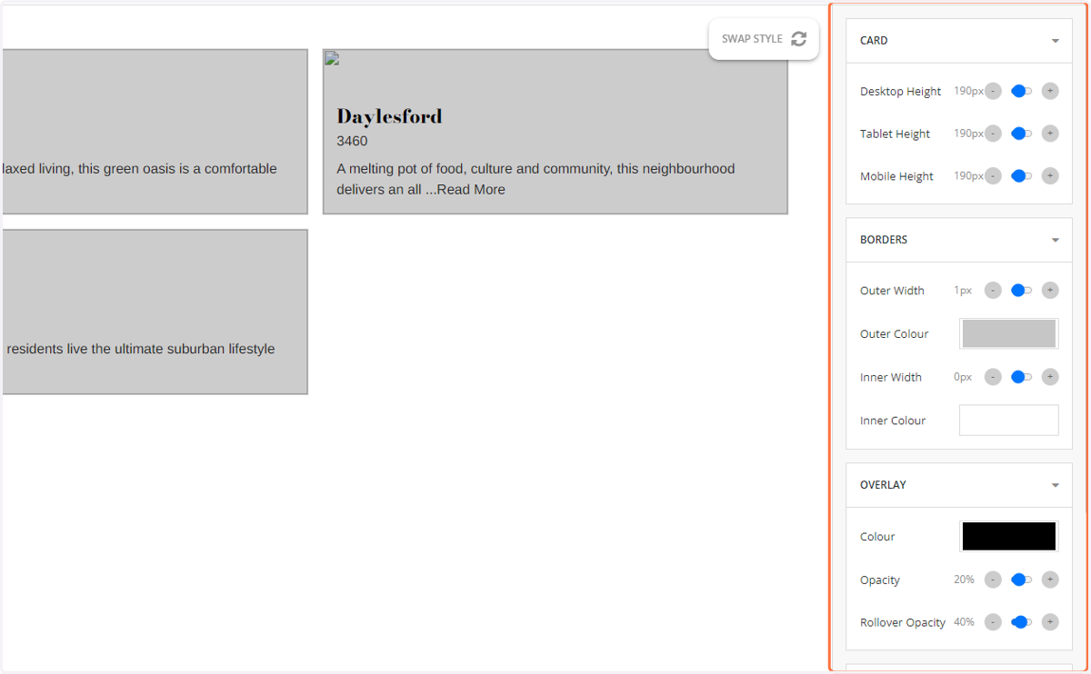 Edit the card on the right hand side to reflect your office styles