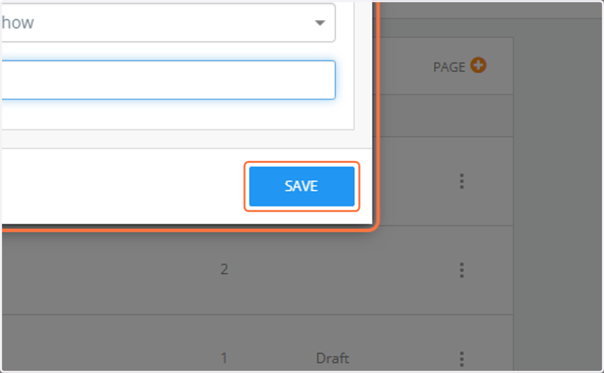 Name the page, enter the URL and then click on Save