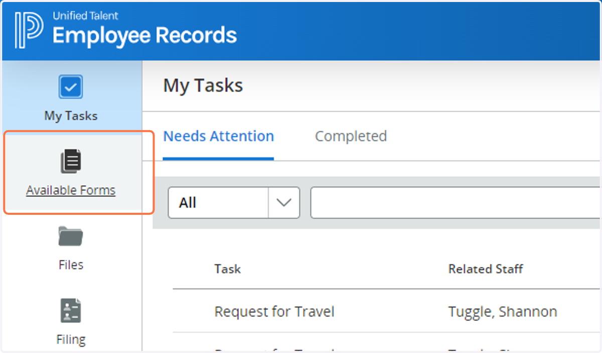 Click on Available Forms