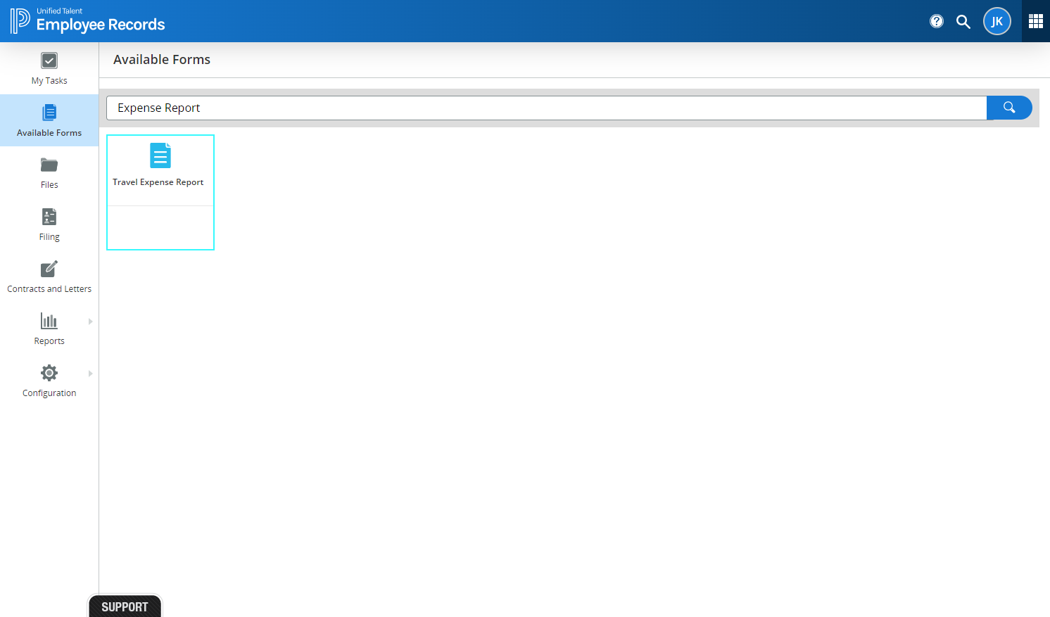 Click on "Travel Expense Report" icon