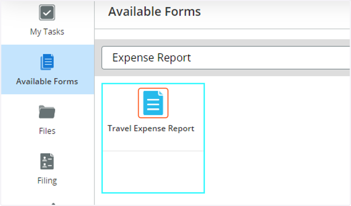 Click on "Travel Expense Report" icon