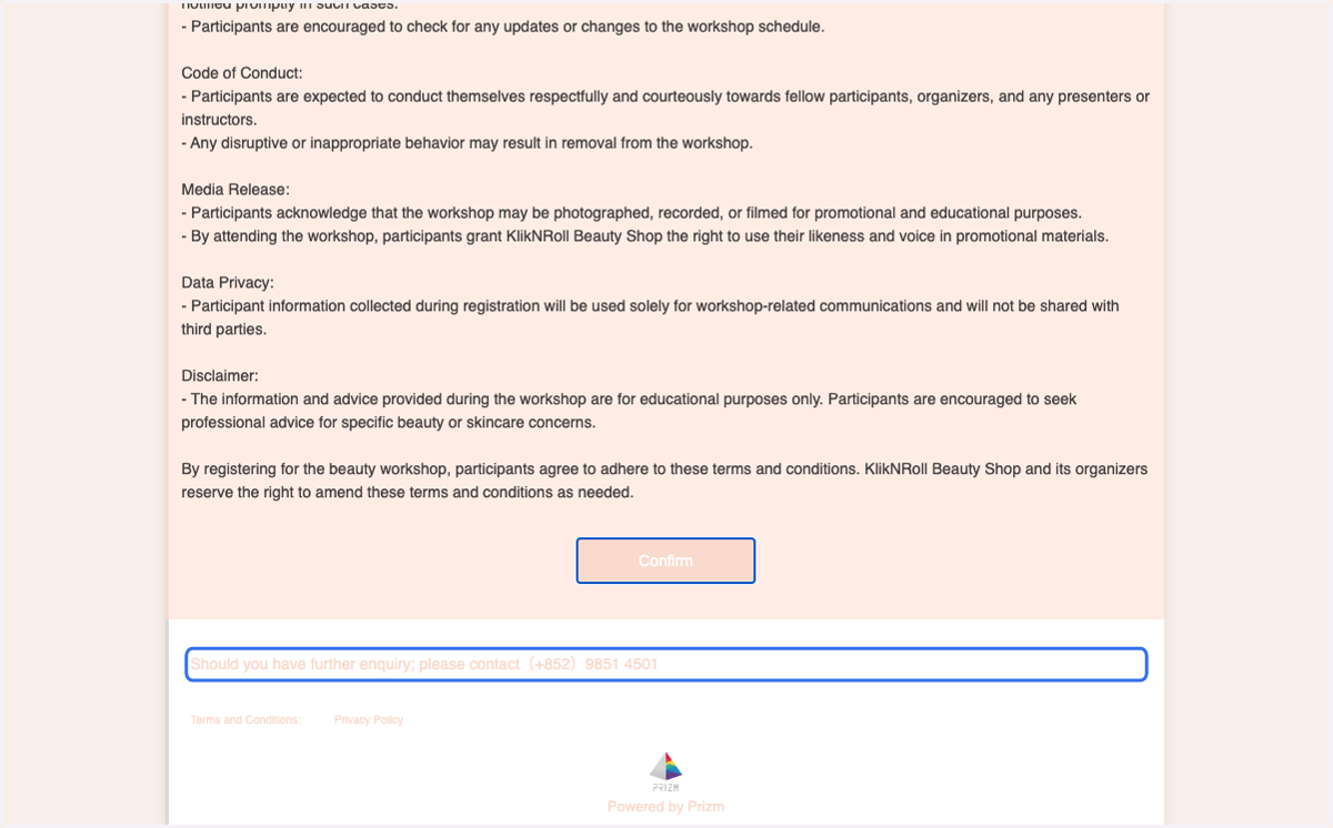 Footer Enquiry Description