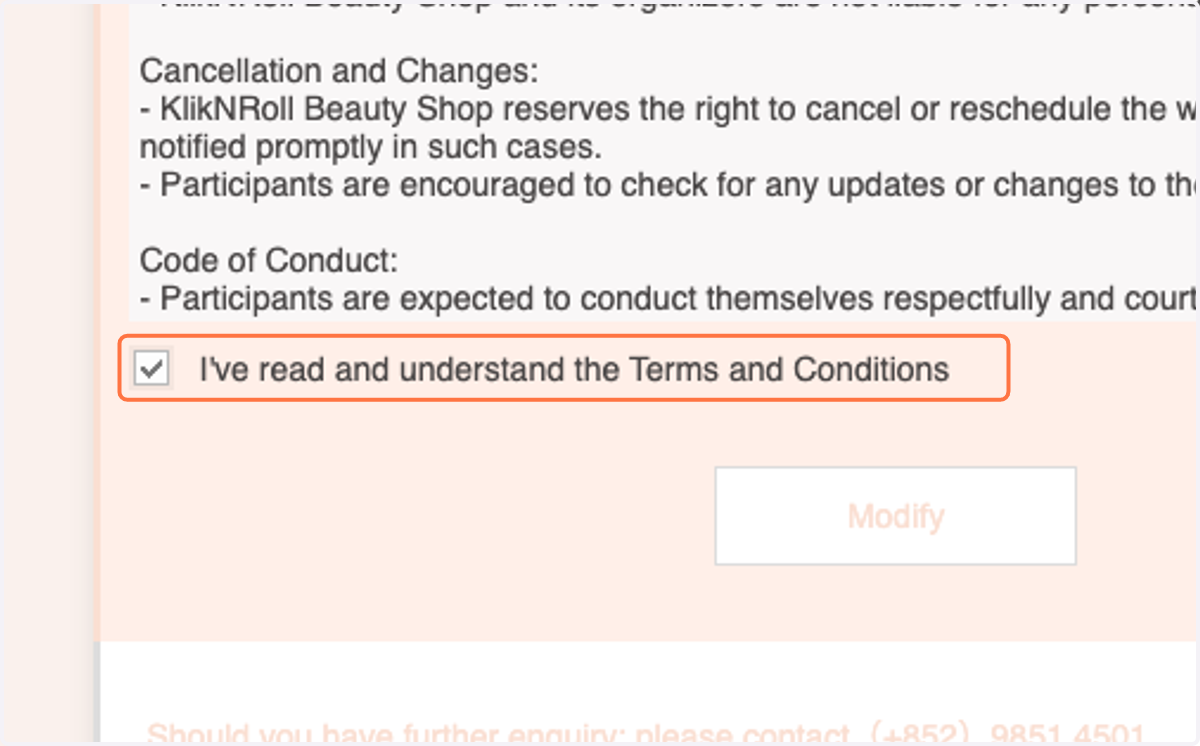 Read and Agreed Terms and Conditions