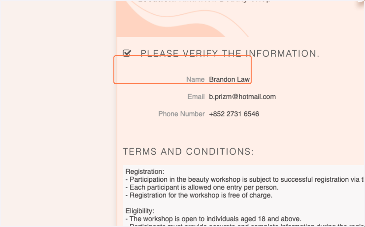 Confirm Top Description