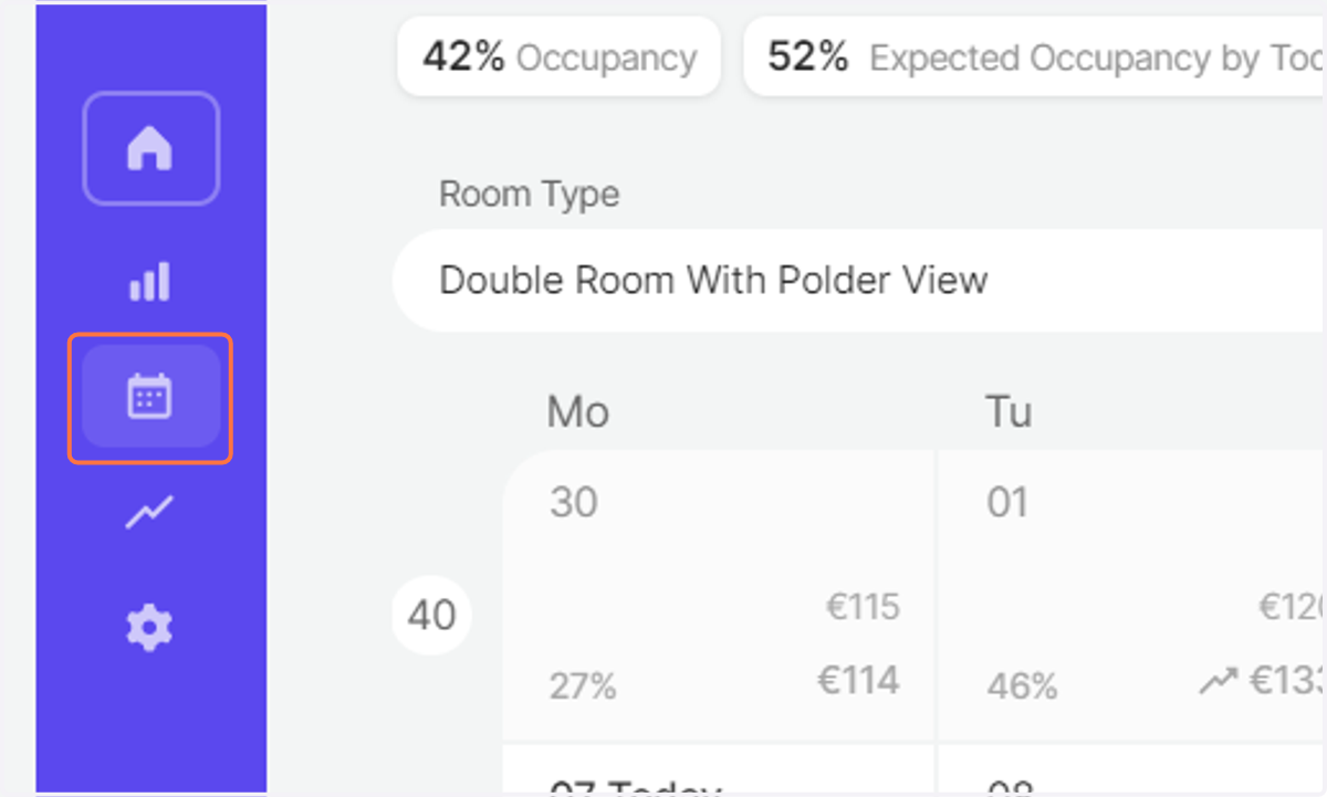 Log in to RoomPriceGenie and go to the Pricing Calendar