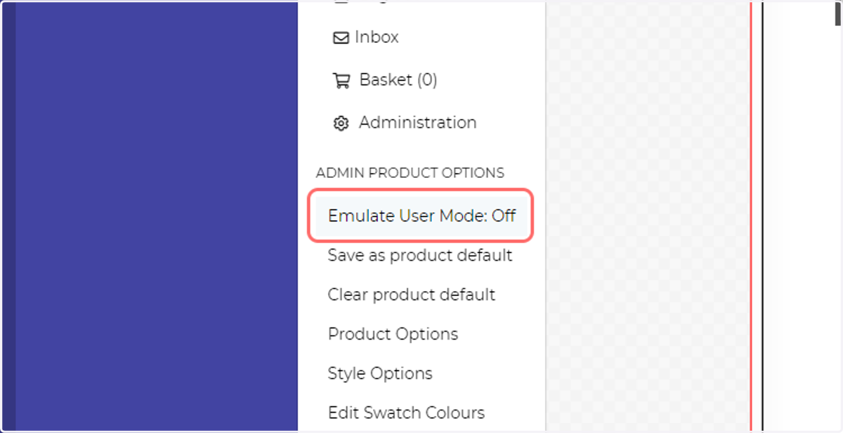 Click on Menu, then Emulate User Mode