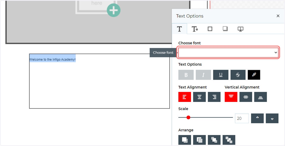 Highlight the text and select a font