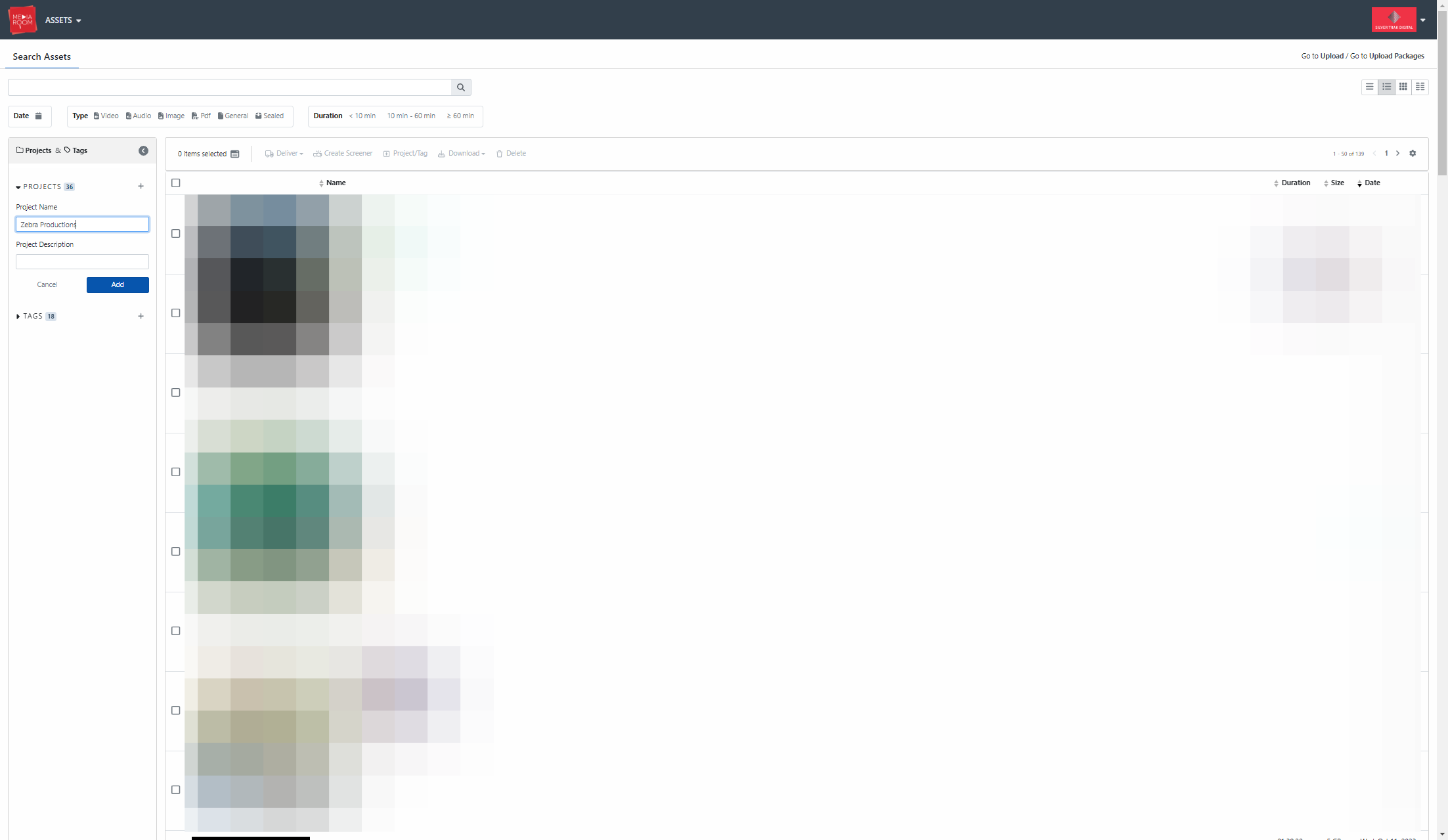 Type in the name of your project and click on Add