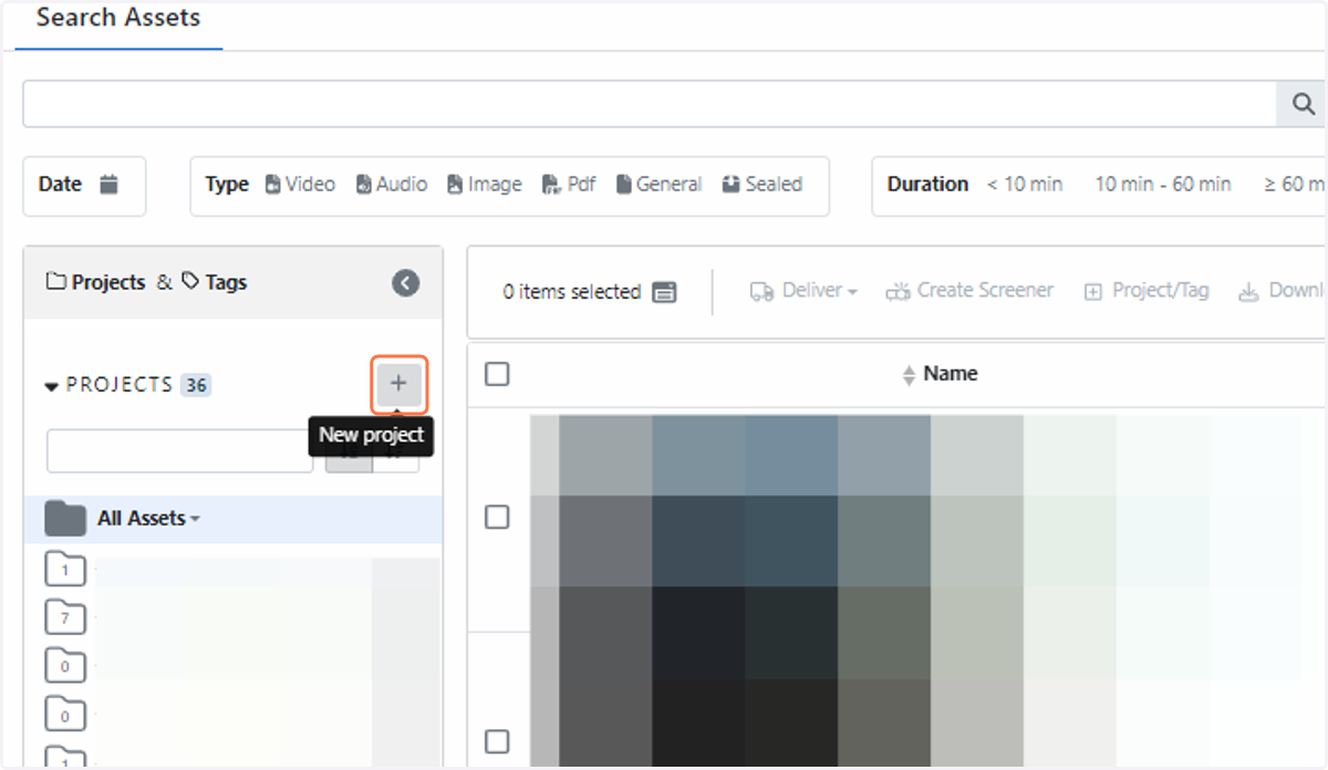You will see a panel on the left dedicated to Projects and Tags. Click the “+” button to create a Project