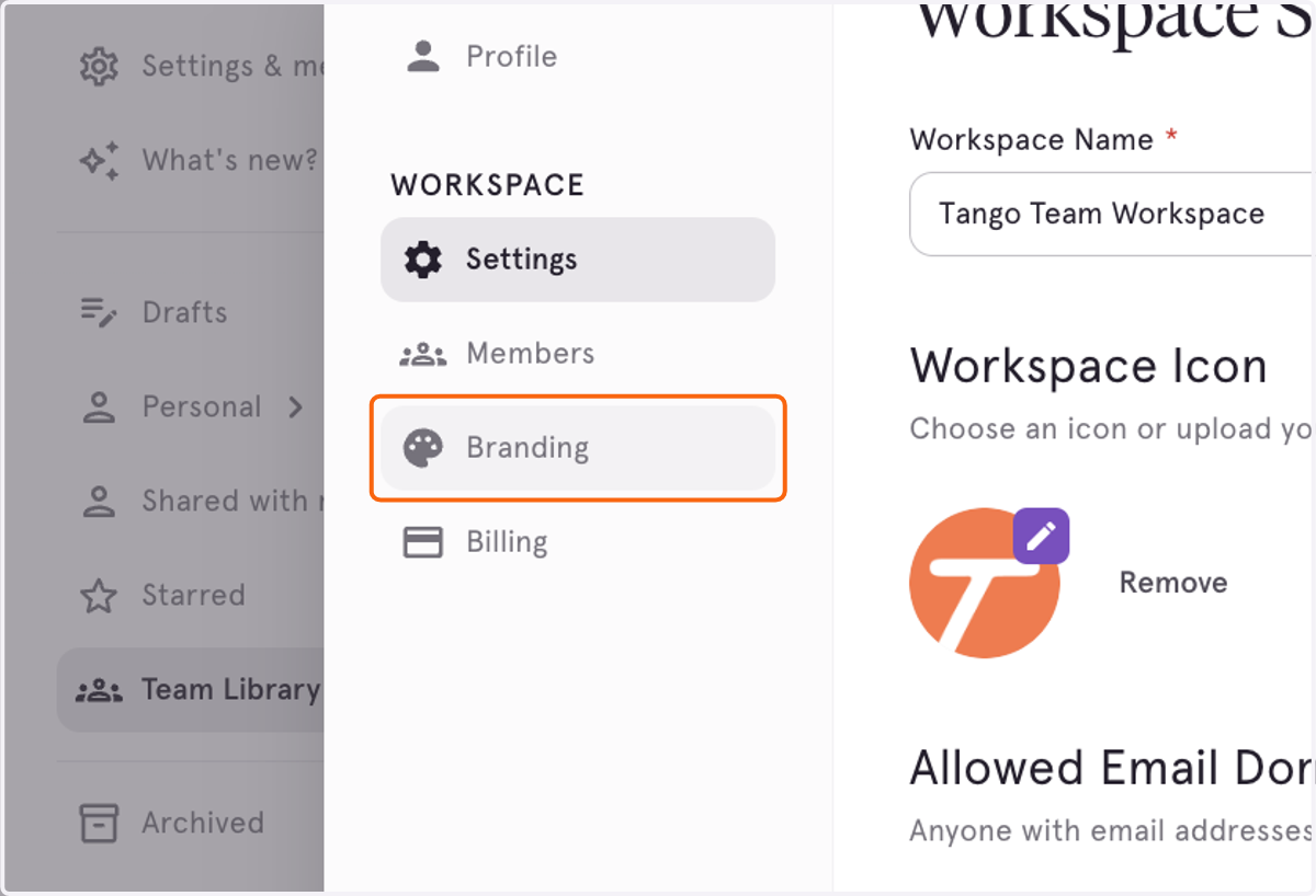 Click on Branding