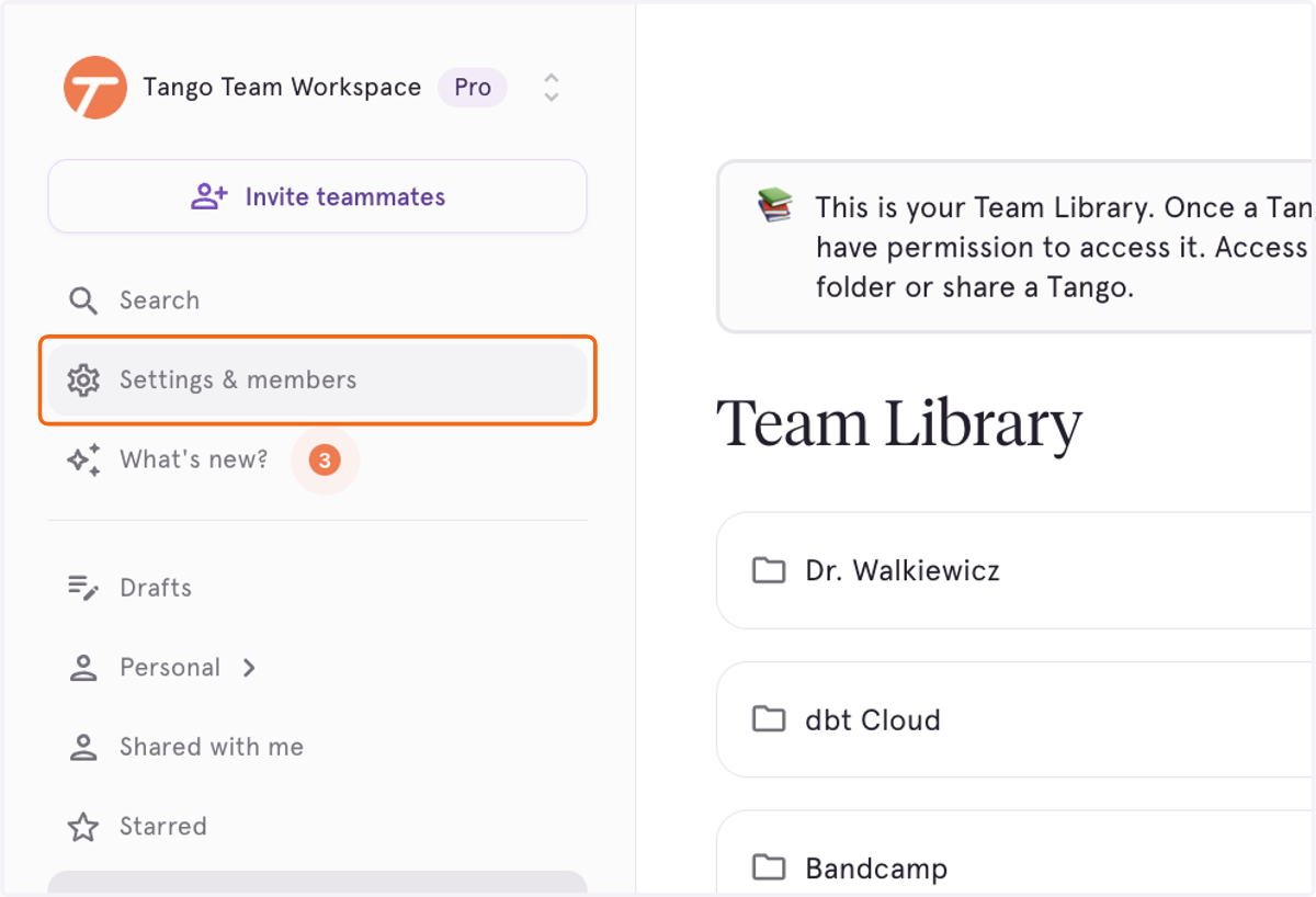 Click on Settings & members