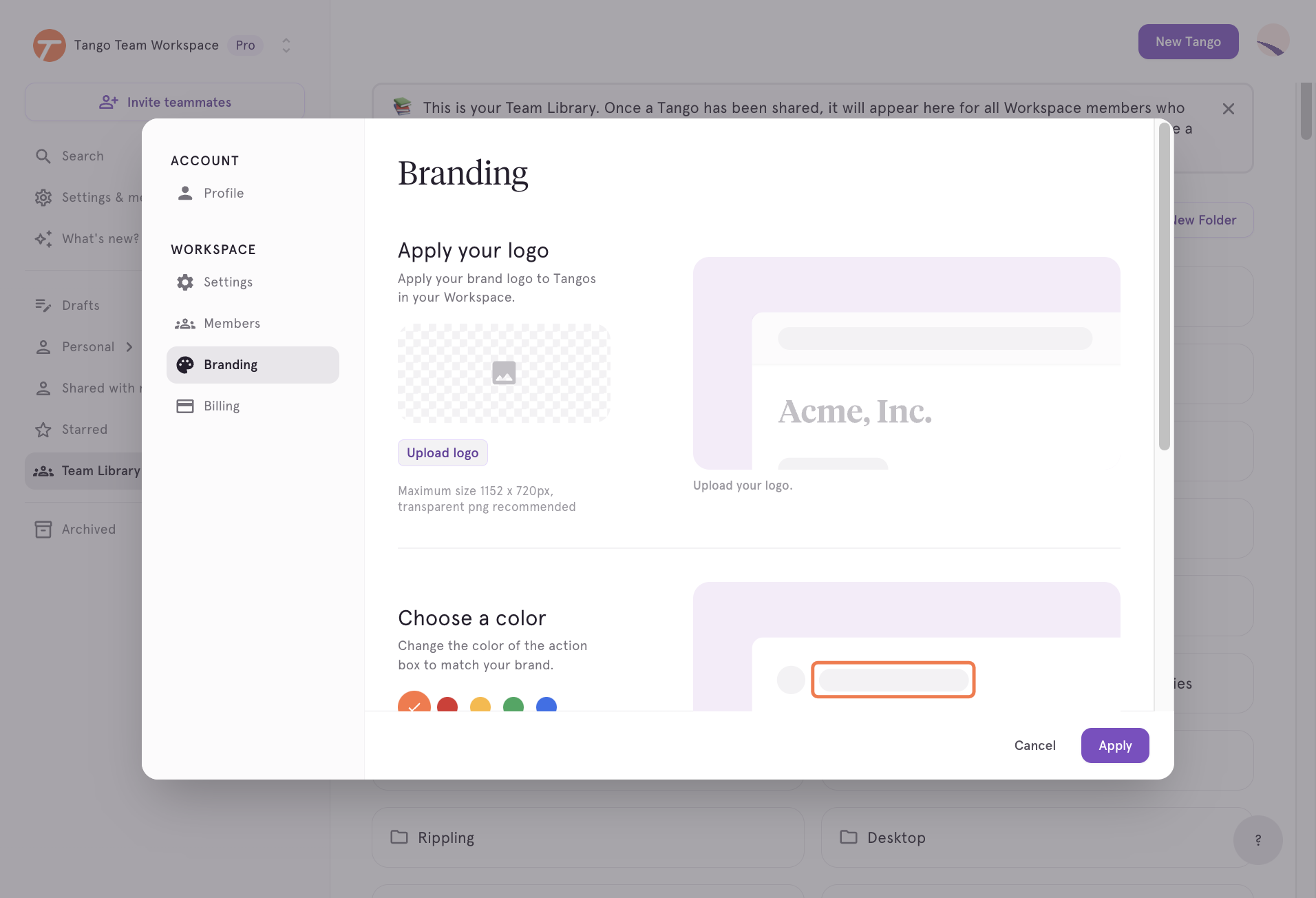 Click on Upload logo to add include a brand logo