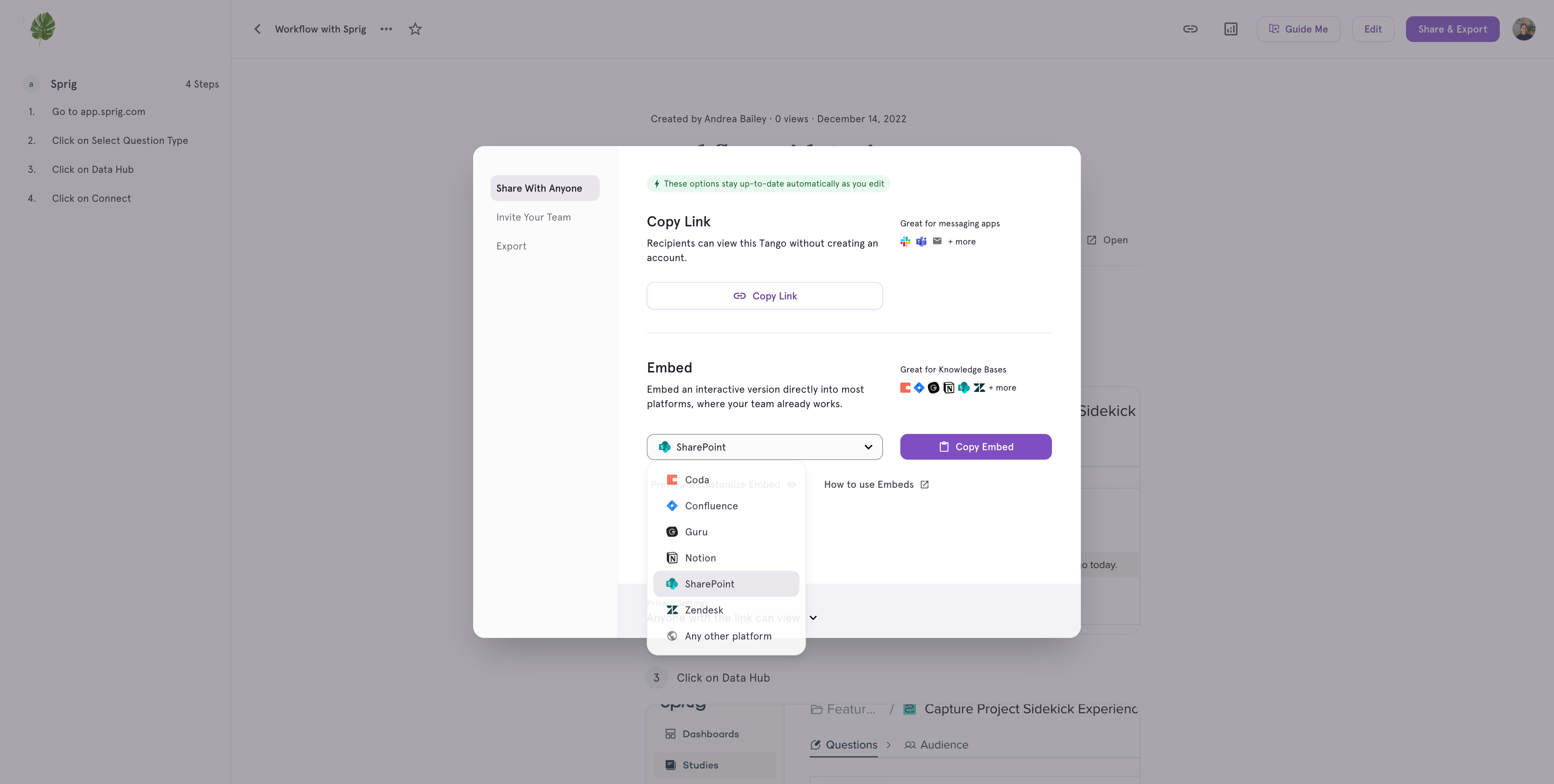 If you're embedding, select the platform you're embedding in.
