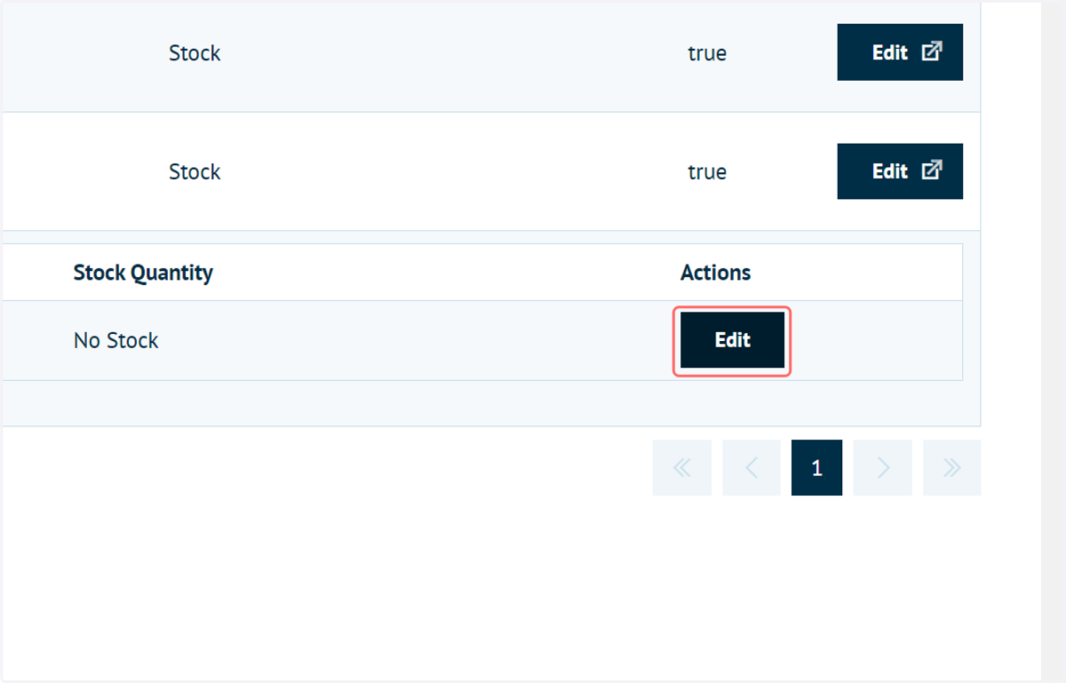 Click on Edit in the Product Variant table