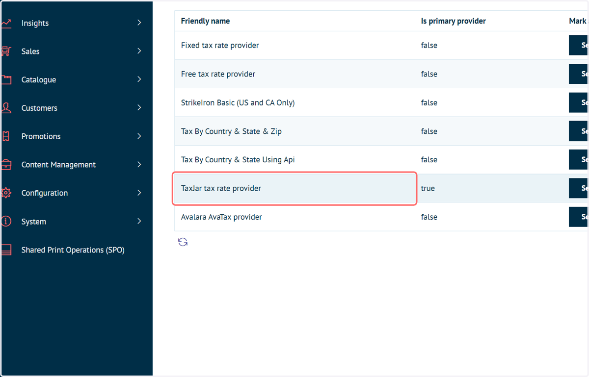 If enabled, a TaxJar entry will be displayed in the Tax Providers screen