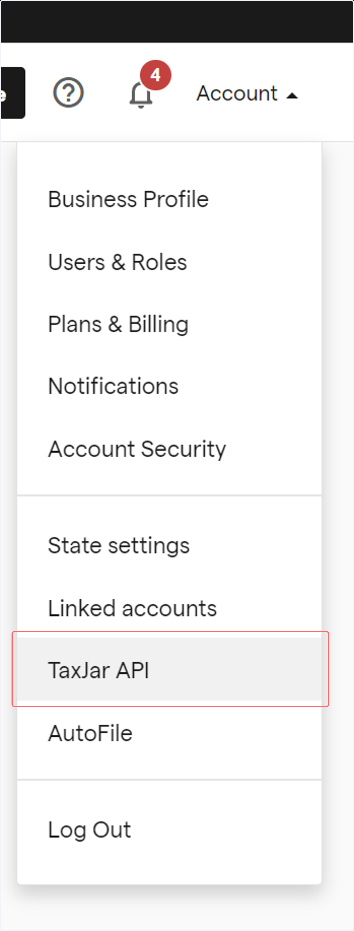 Navigate to the TaxJar API page