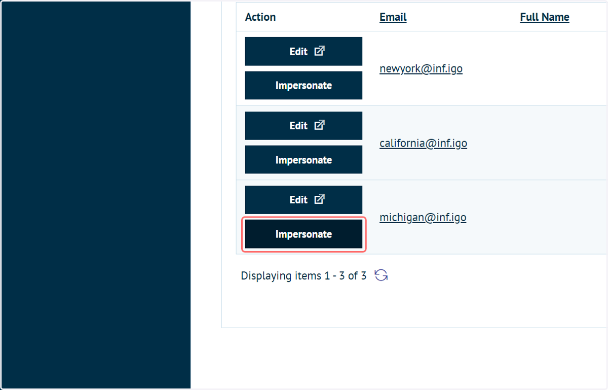 We will now impersonate a user located in a different state