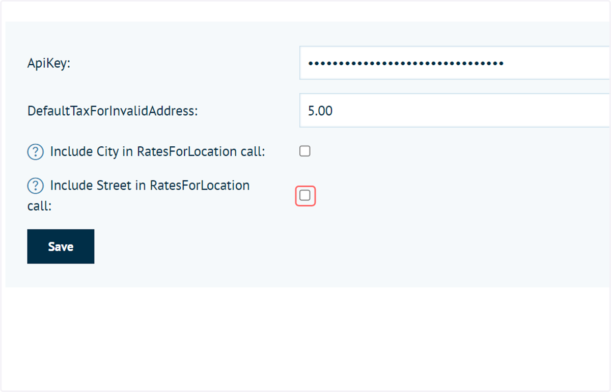 Include Street in RatesForLocation call