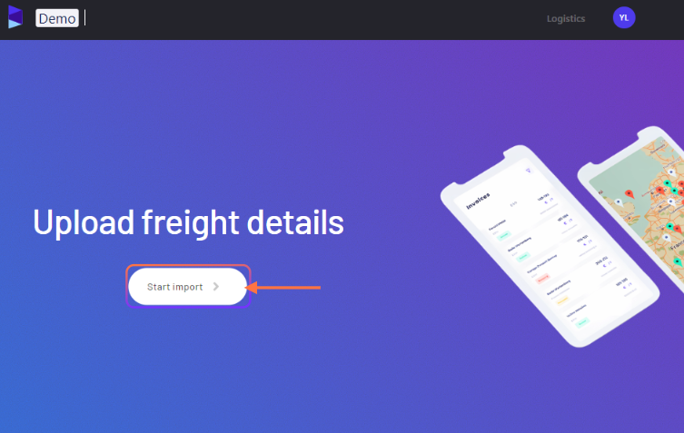 Click on 'Start Import' in the 'Freight' menu