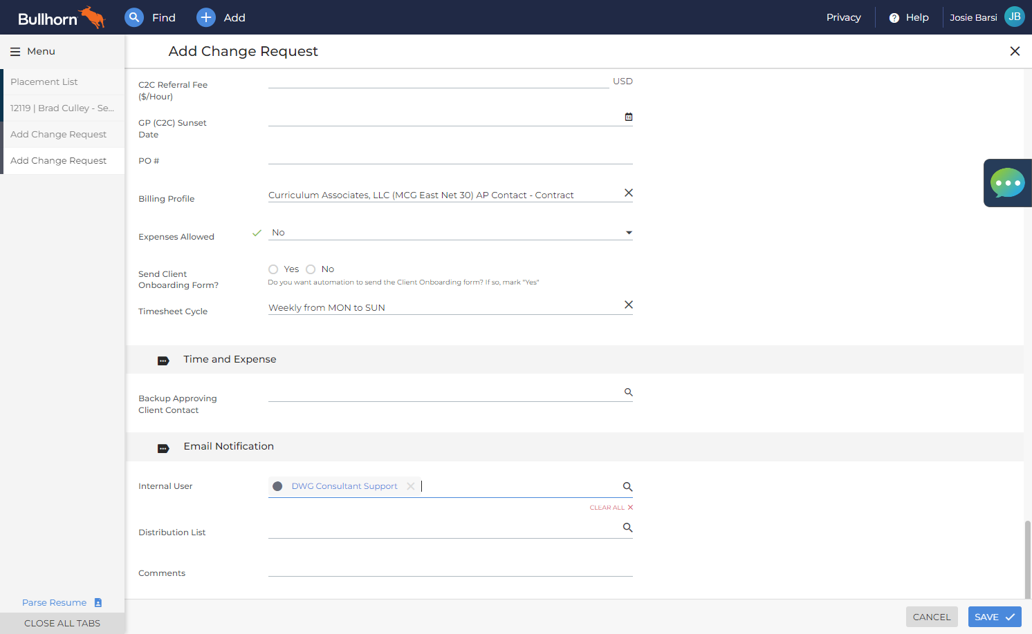 Add DWG Consultant Support on ANY Change Request