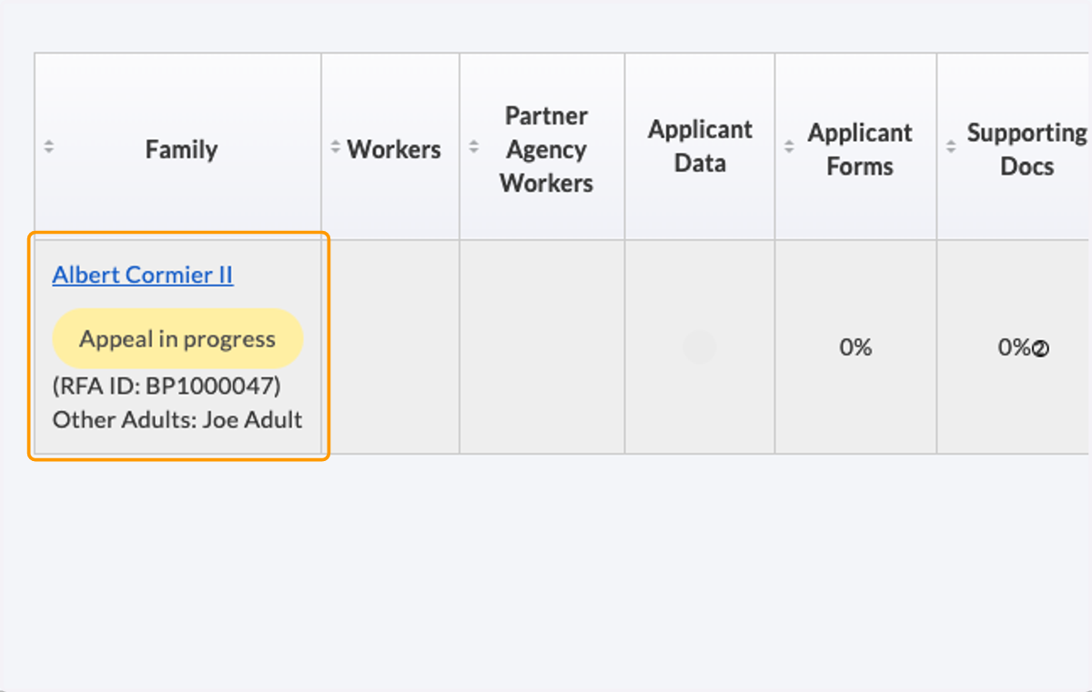The Application Dashboard will also indicate an appeal in progress