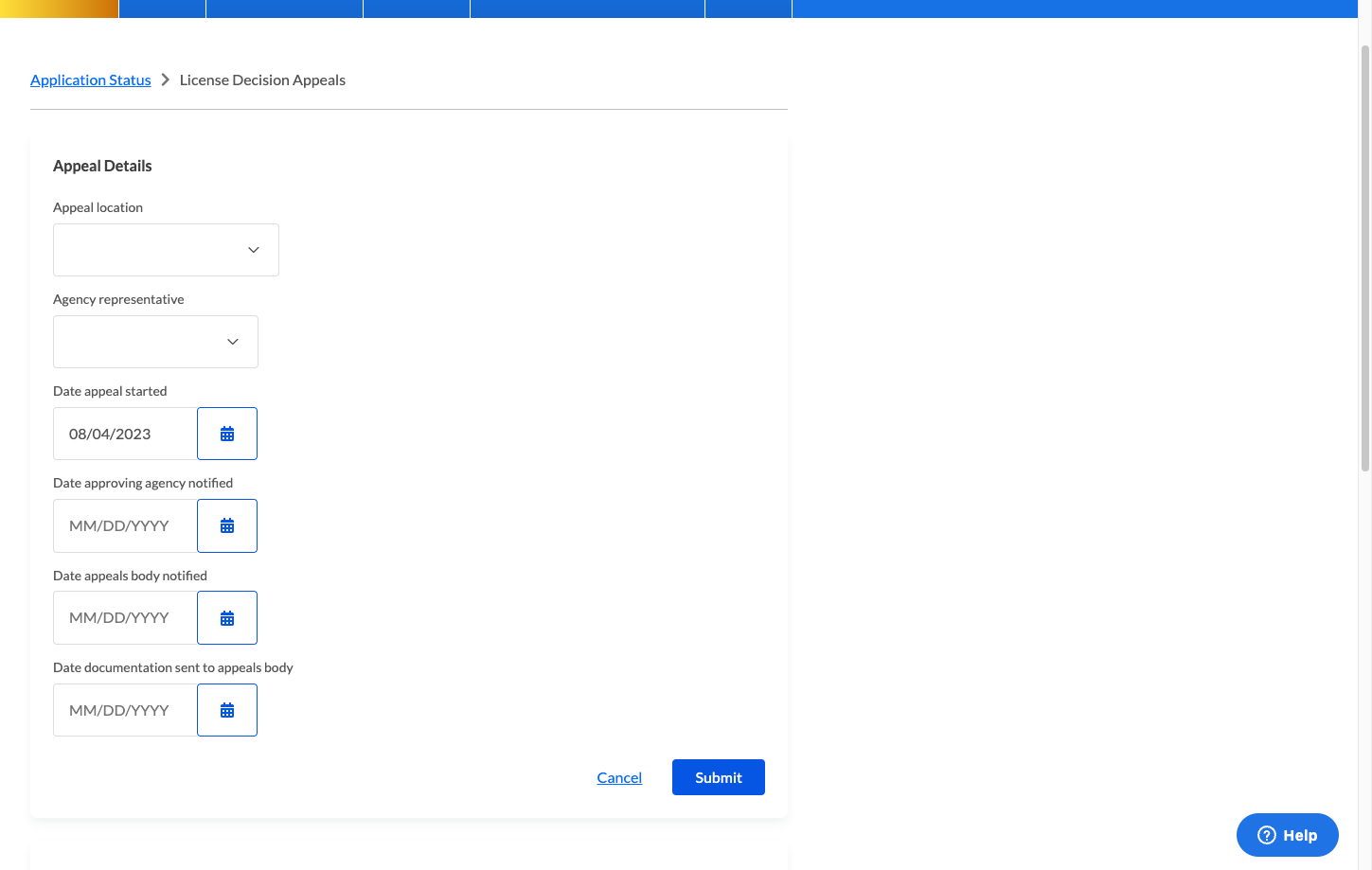 You are redirected to an Appeals detail page