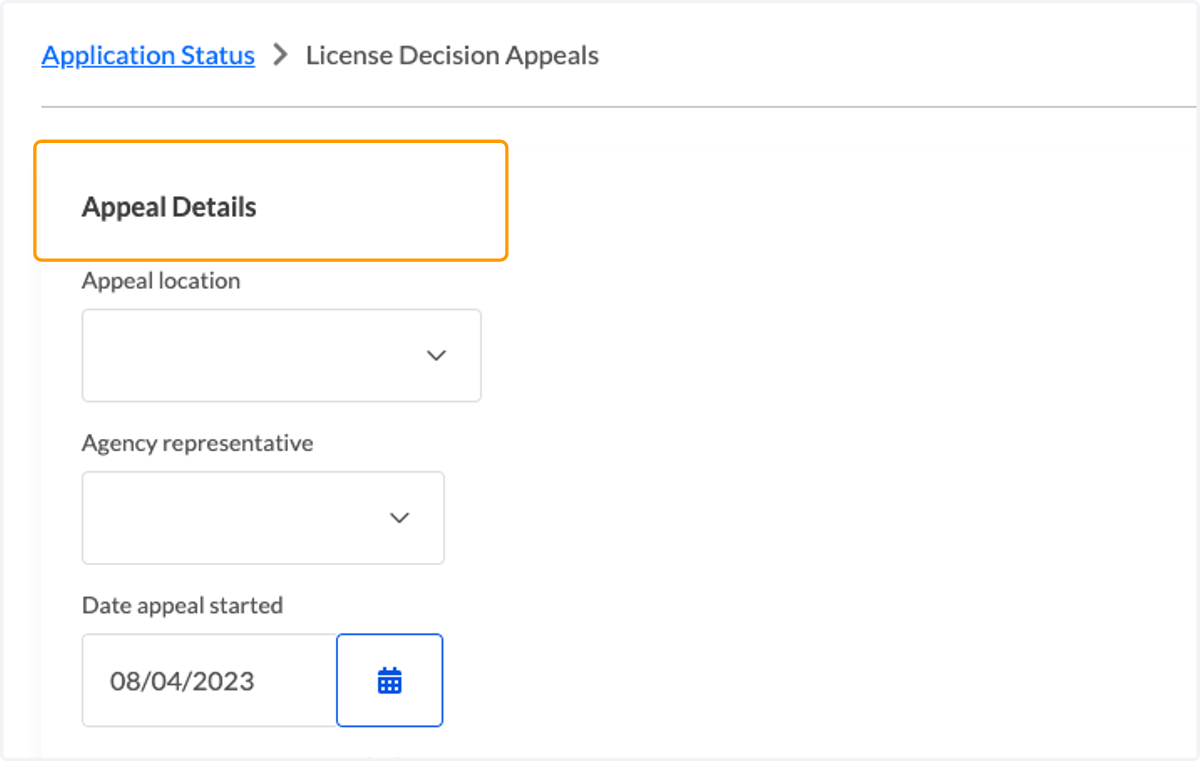 You are redirected to an Appeals detail page